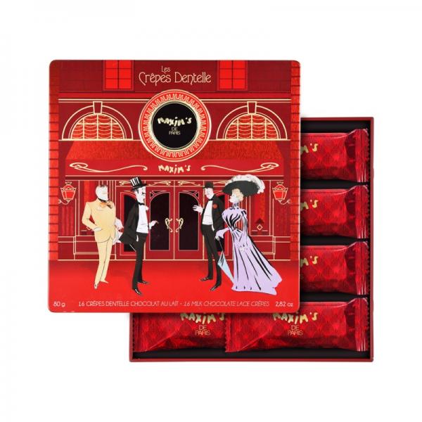 Tin of 16 lace crepes -  Milk chocolate - 80g