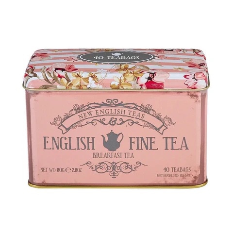 Vintage Floral Classic Tea Tin - Blush -RS31