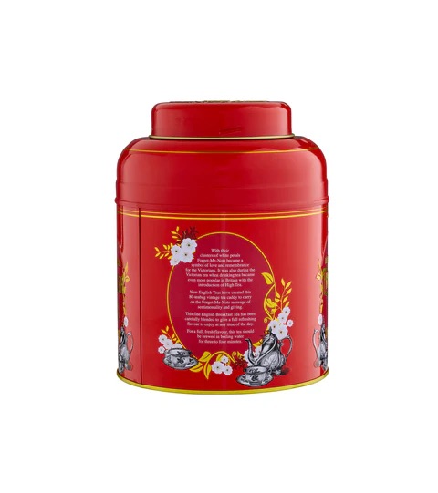 Vintage Victorian 80 Teabag Tea Caddy - Blood Red - MD06