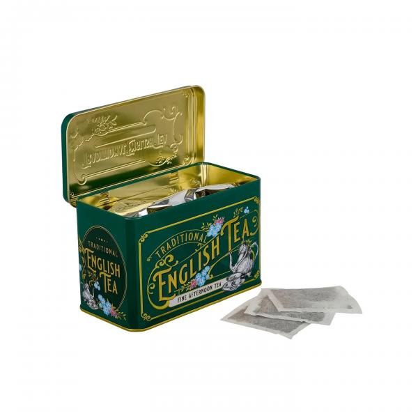 English Tea Vintage Victorian Classic Tea Tin - Bottle Green-RS78