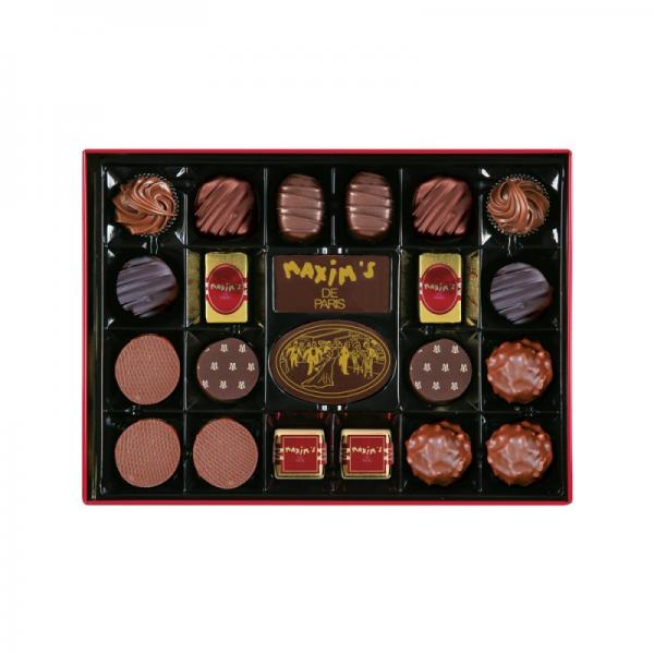 Red tin - Assortment 22 chocolates-215g+CHRISTMAS SLEEVE
