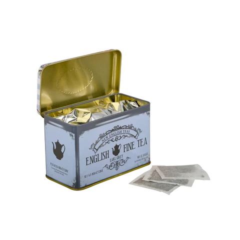 Vintage Floral Classic Tea Tin - Powder Blue-RS24