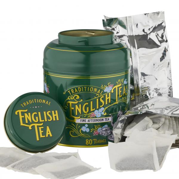 Vintage Victorian 80 Teabag Tea Caddy - Bottle Green-MD18