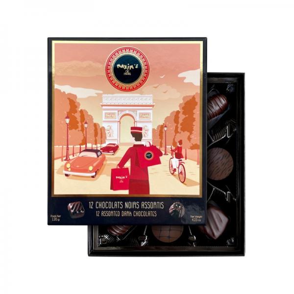 Connoisseurs - 12 assorted dark chocolates-120g