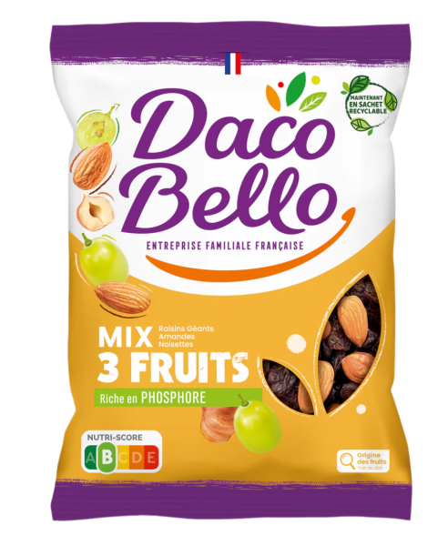 Daco Bello mix 3 Fruits (Hạt và quả sấy)