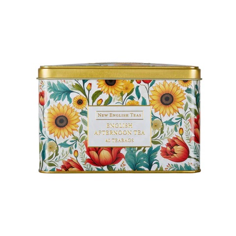 English tea Pink Leaves Tapestry Square Tea Tin-VR01